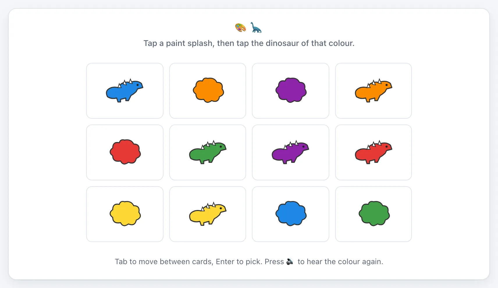 Dinosaur Colour Match gameplay