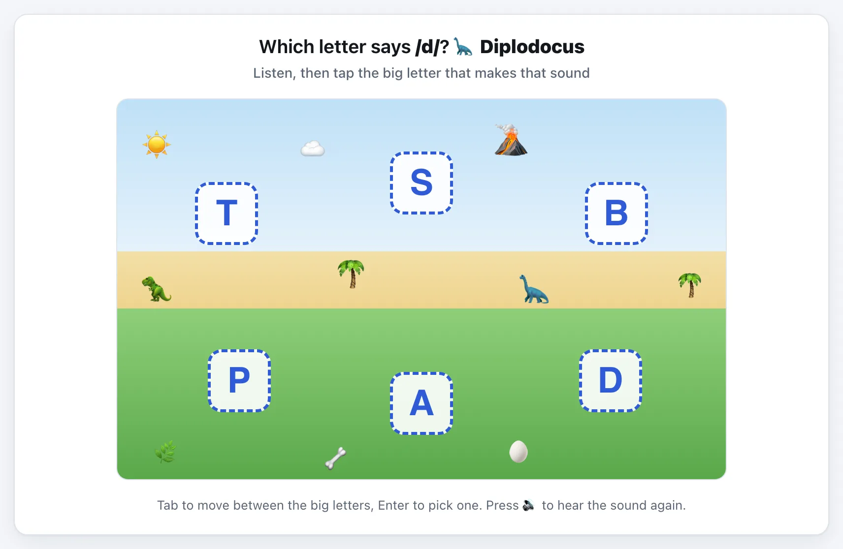 Dinosaur Letter Hunt gameplay