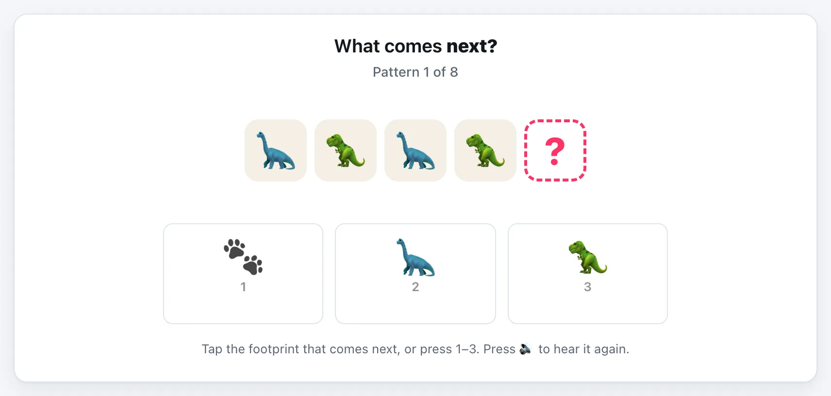Dinosaur Footprint Patterns gameplay