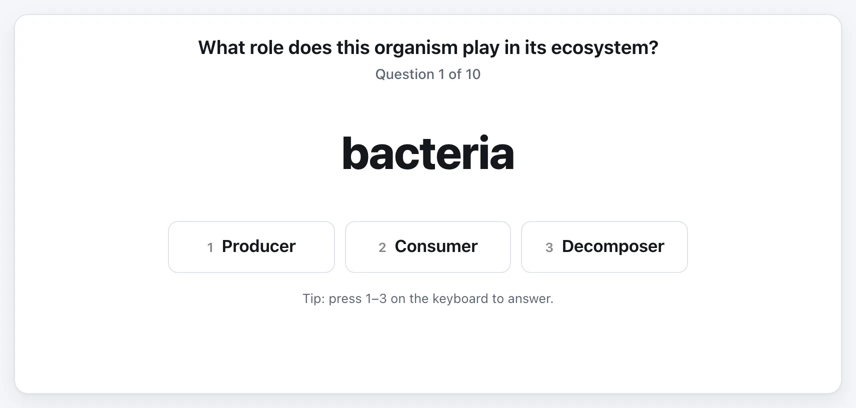 Producer, Consumer, Decomposer gameplay