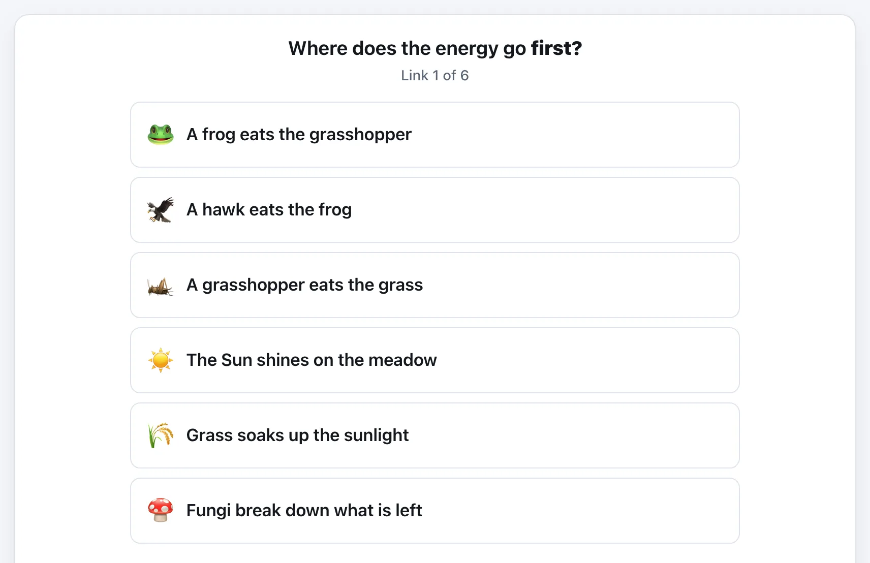 Build the Food Chain gameplay