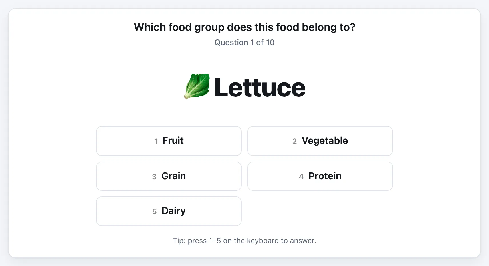 Food Groups Sort gameplay