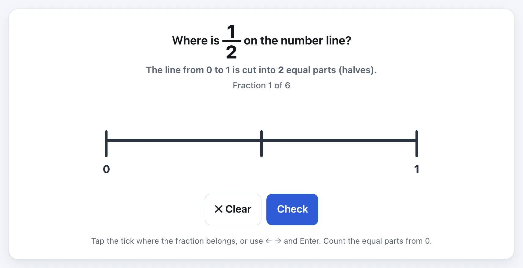 Fractions on a Number Line gameplay
