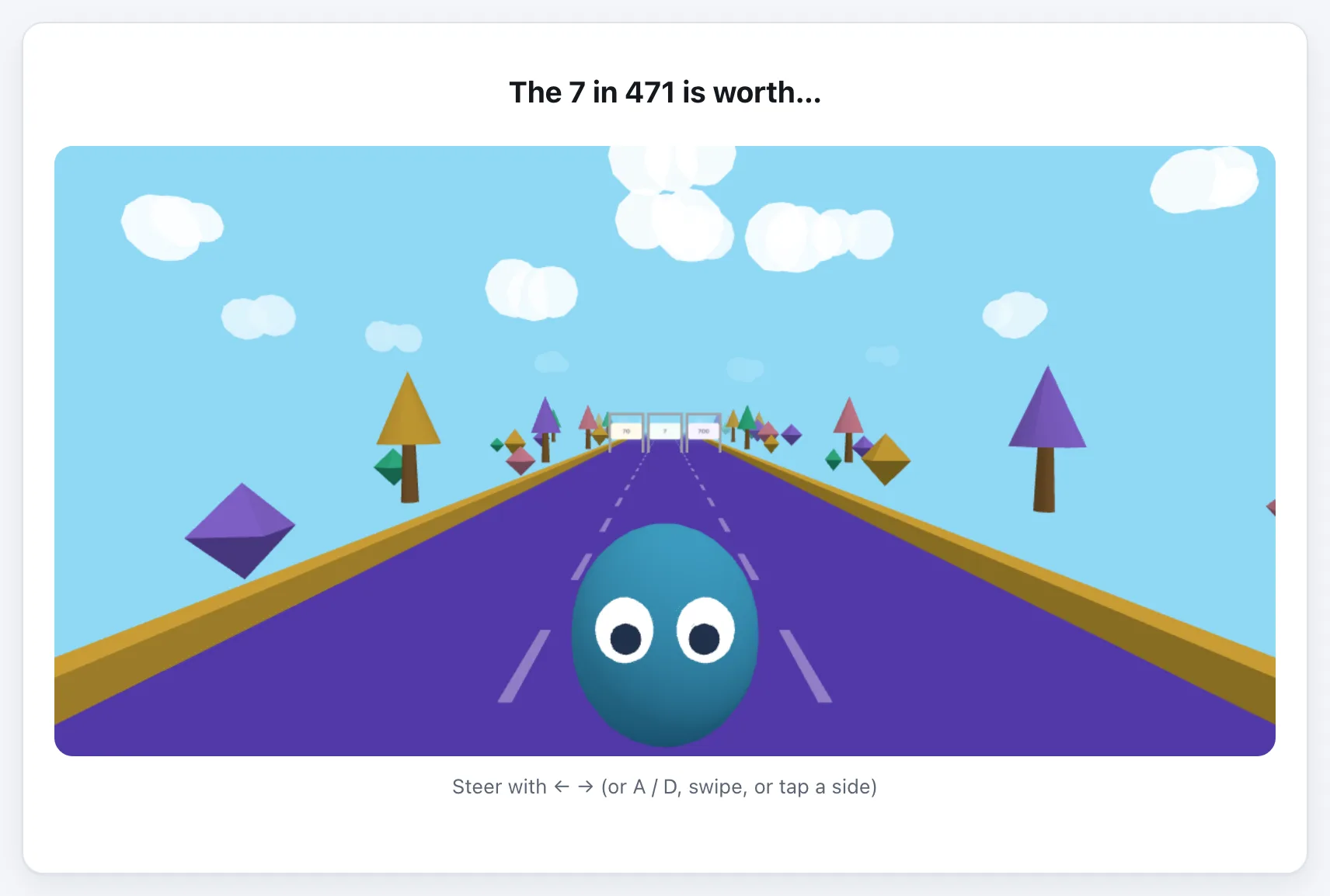 Place Value Run gameplay
