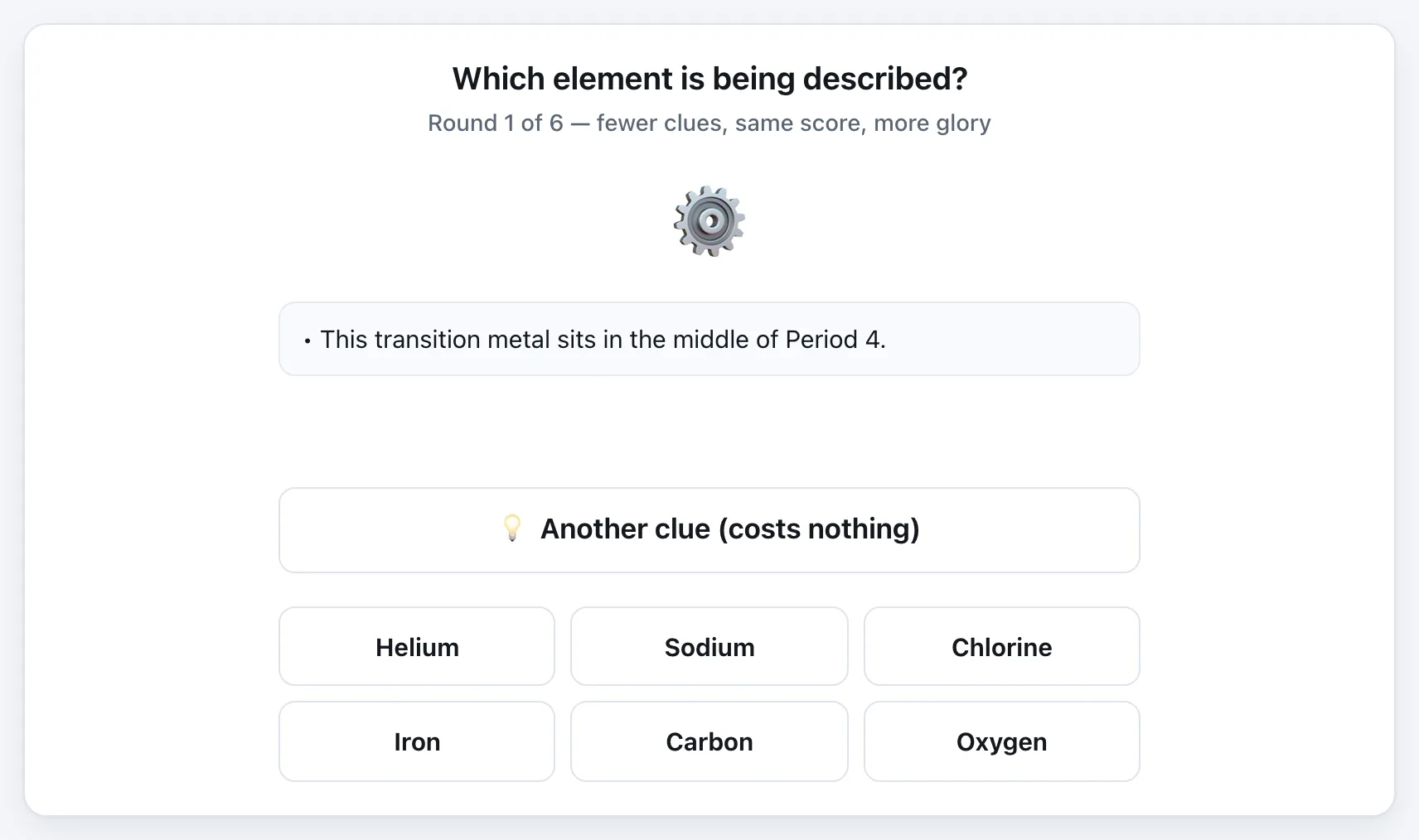 Name That Element gameplay