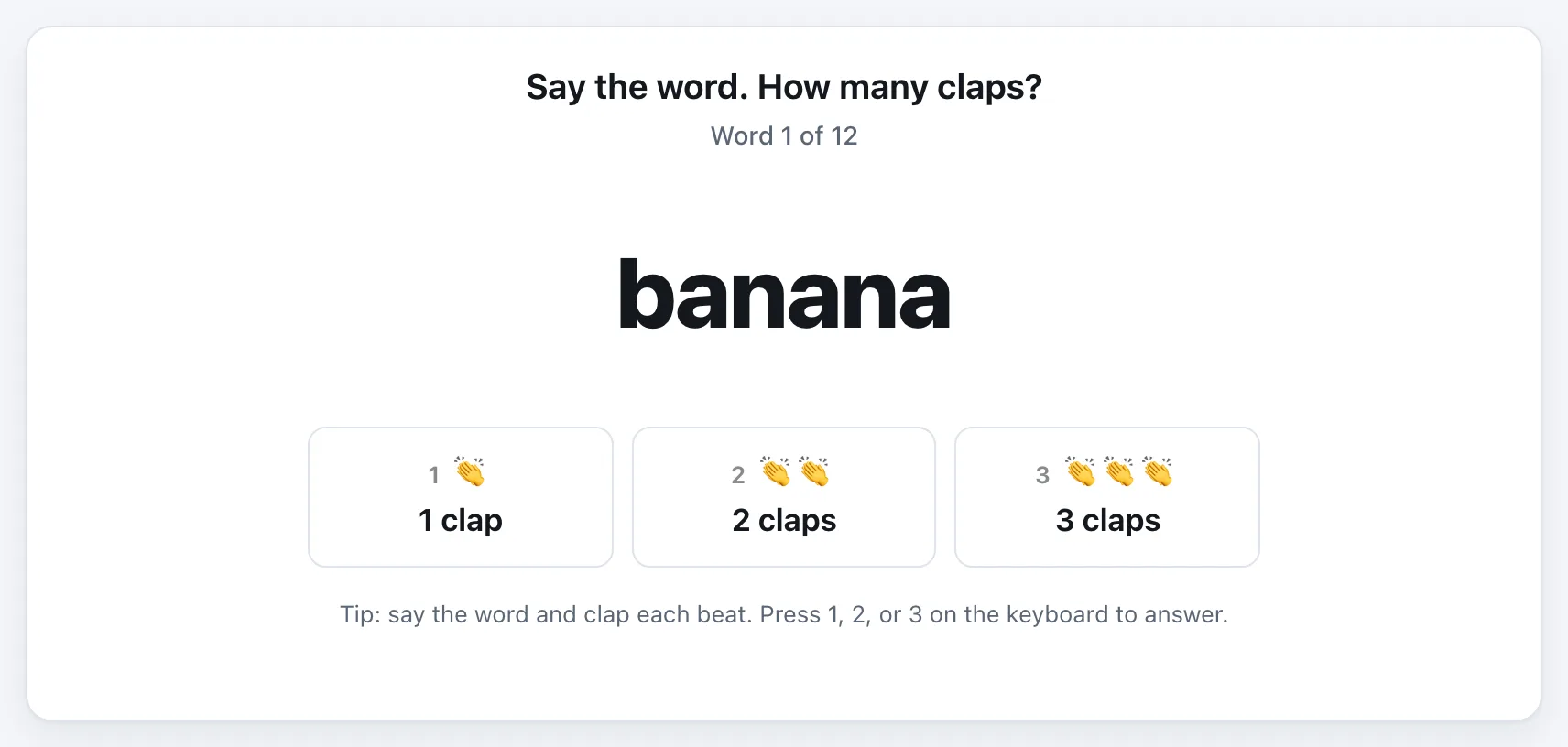 Syllable Sort gameplay