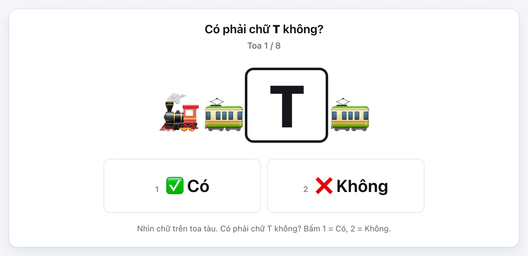 Chữ trên toa tàu (Letters on the carriages) gameplay
