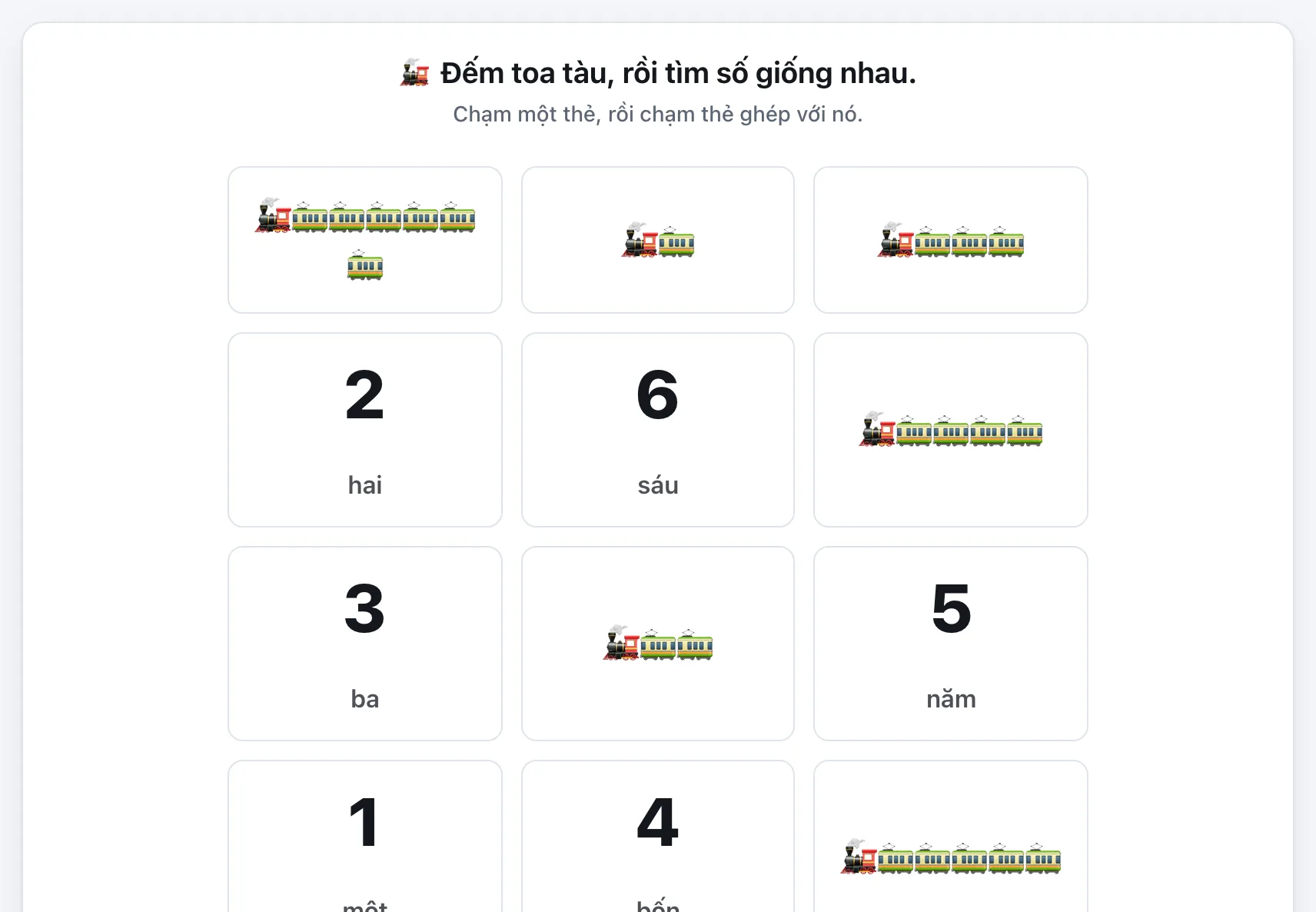Đếm toa tàu (Count the carriages) gameplay