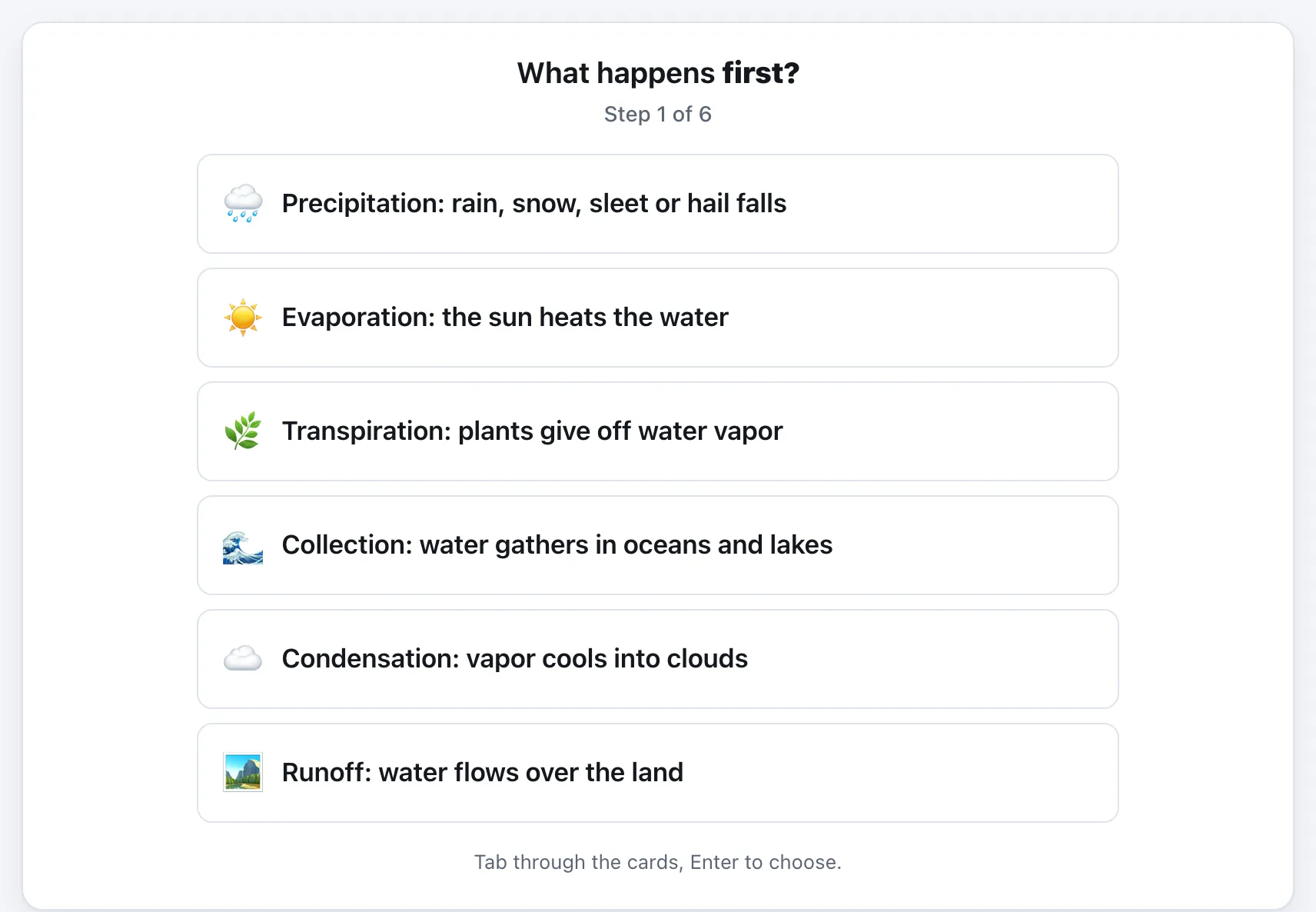 Water Cycle in Order gameplay